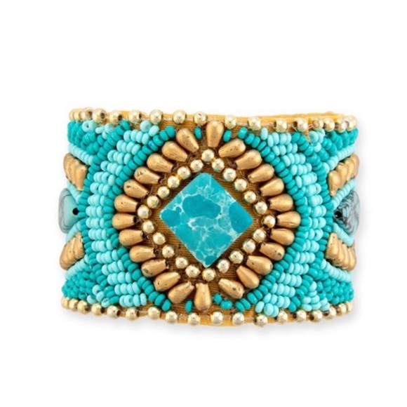 Myra Bag Savannah Worlds Beaded Cuff Bracelet - Picture 1 of 5
